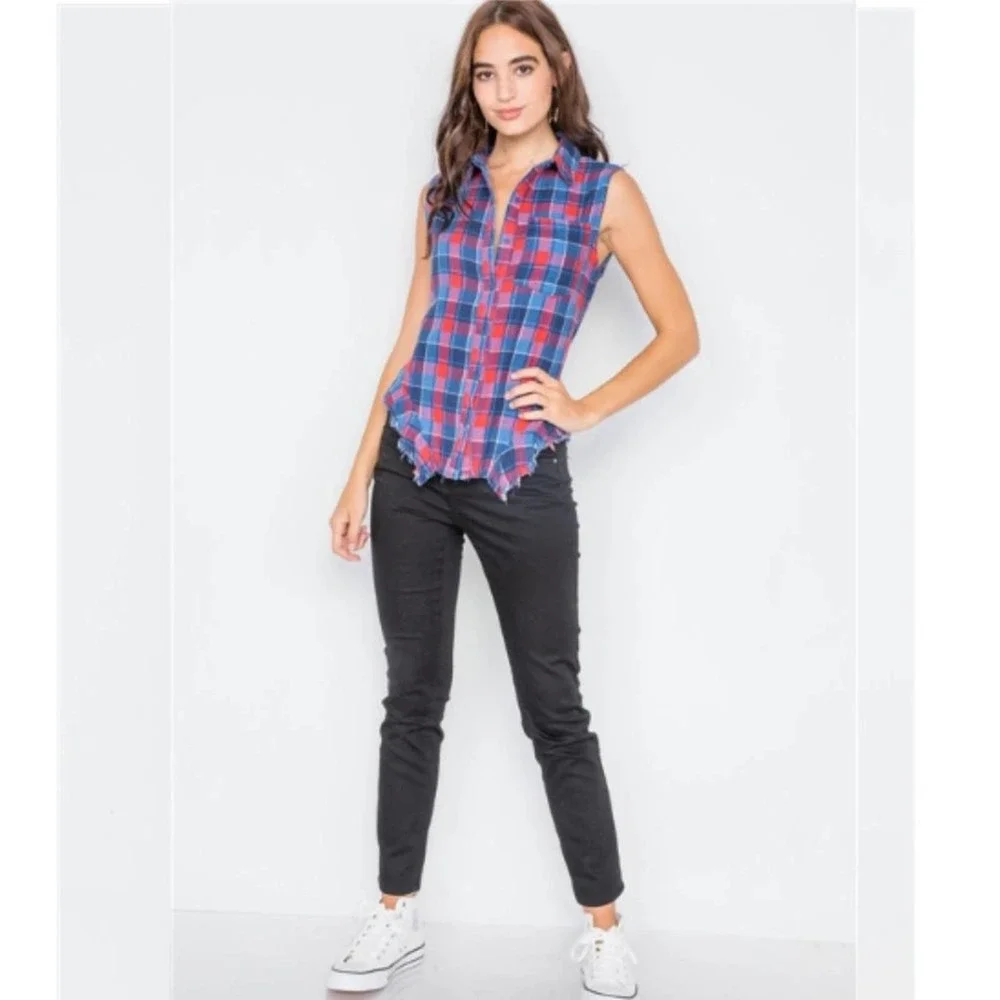 Plaid Distressed Hem Flannel - Picture 3 of 3